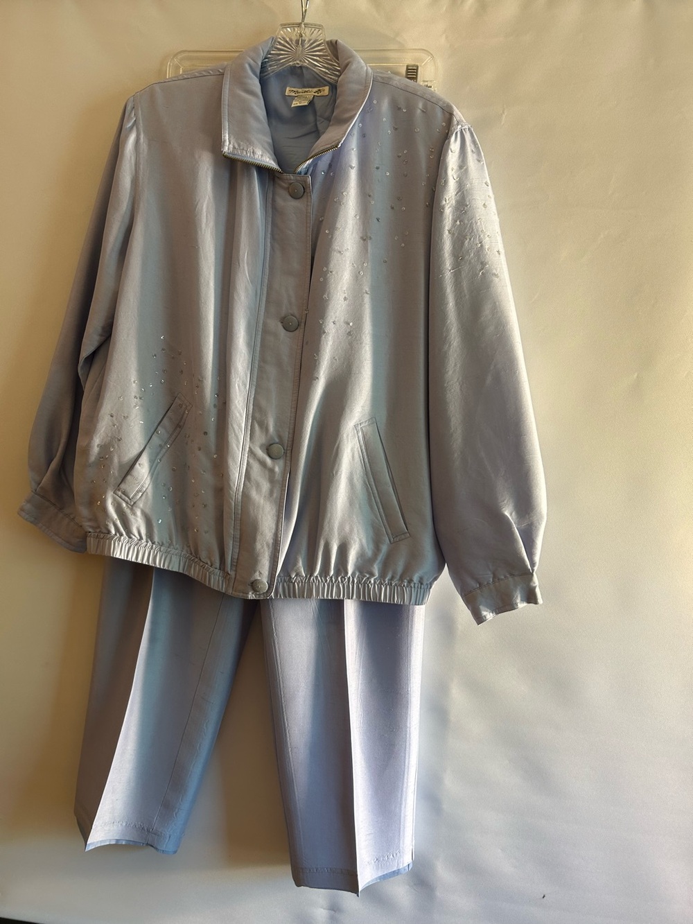 MURELI VTG 100% SILK SEQUINS POWER BLUE TRACK/WARM UP SUIT 1980’S WOMEN’S MEDIUM